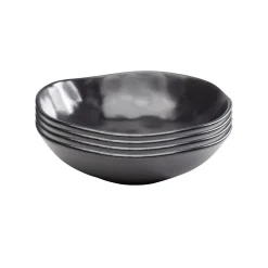 KARE Design Assiettes Creuses Organic Noires 20cm Set De 4 ^ Vaisselle