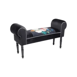 KARE Design Banc Wing Velours Noir Fleurs ^ Banc