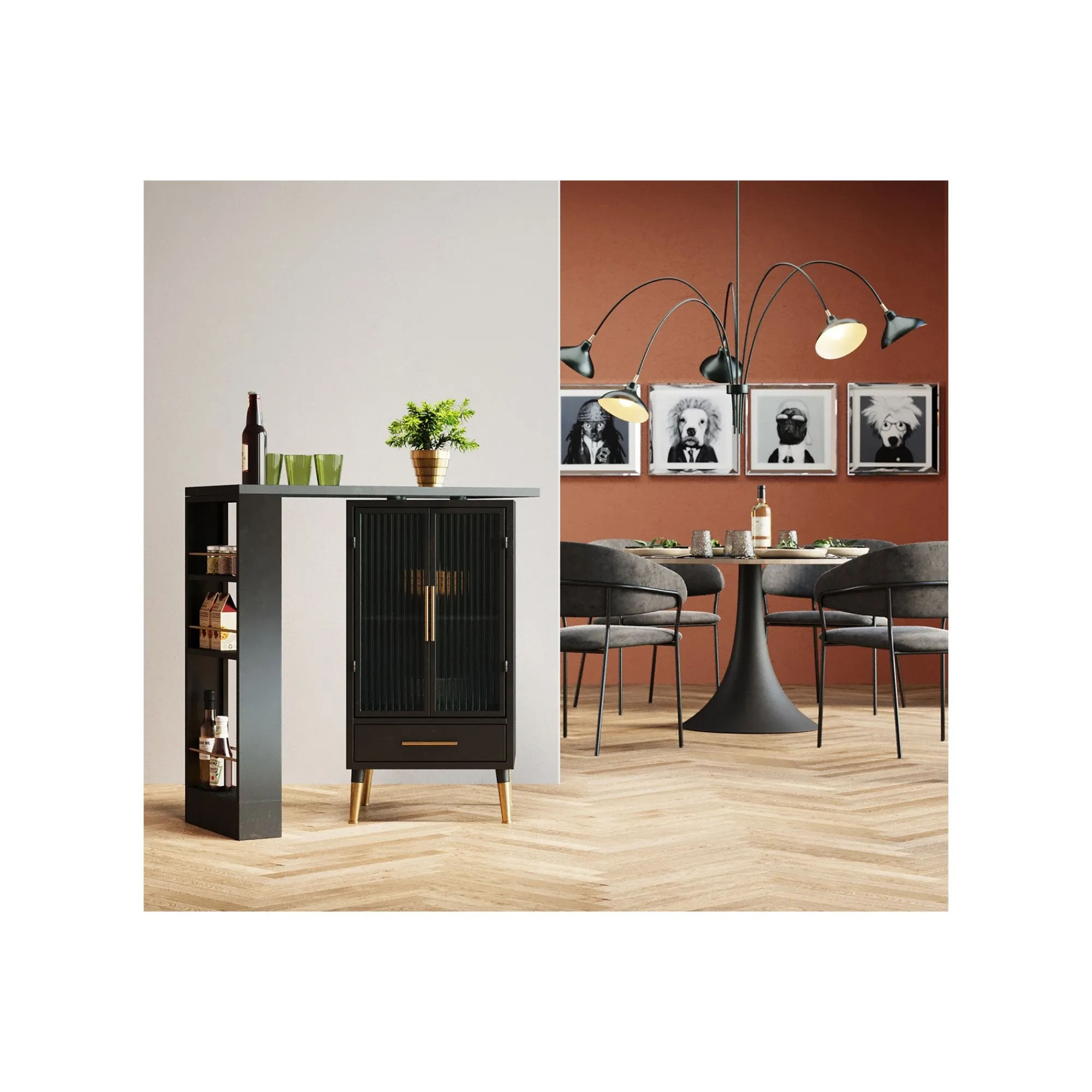 KARE Design Bar Avec étagère Pivotante La Gomera ^ Buffet|Bar & Tabouret De Bar