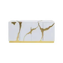 KARE Design Buffet Cracked Blanc Et Doré ^ Buffet