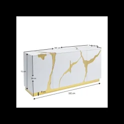 KARE Design Buffet Cracked Blanc Et Doré ^ Buffet
