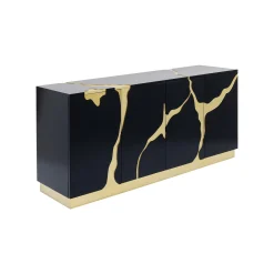 KARE Design Buffet Cracked Noir Et Doré ^ Buffet