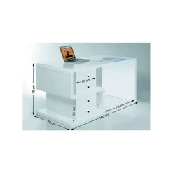 KARE Design Bureau Snake Blanc 4 Tiroirs 150x70cm ^ Bureau