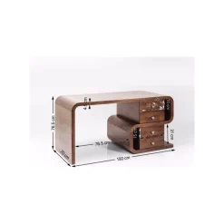 KARE Design Bureau Snake Noyer 4 Tiroirs 150x70cm ^ Bureau