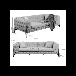 KARE Design Canapé Bellissima 3 Places Velours Vert ^ Canapé & Banquette