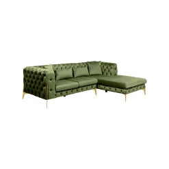 KARE Design Canapé D'angle Bellissima Droite Velours Vert ^ Canapé & Banquette