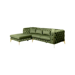 KARE Design Canapé D'angle Bellissima Gauche Velours Vert ^ Canapé & Banquette