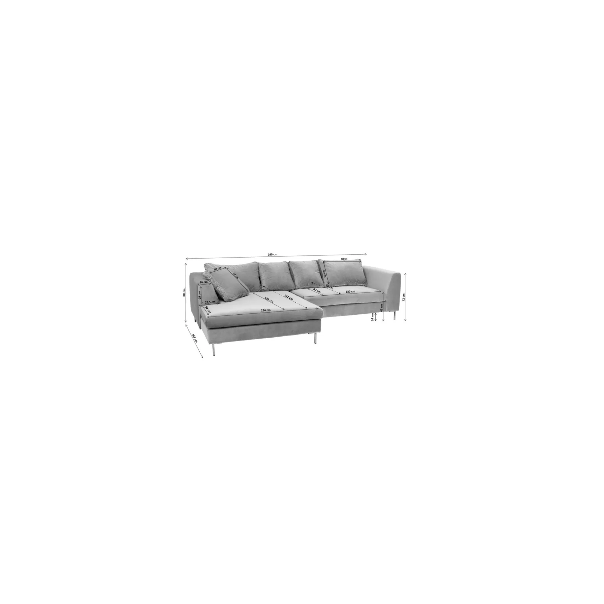 KARE Design Canapé D'angle Gianna 290cm Gauche Gris Foncé ^ Canapé & Banquette