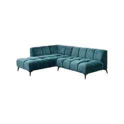 KARE Design Canapé D'angle Nia Gauche Velours Bleu ^ Canapé & Banquette