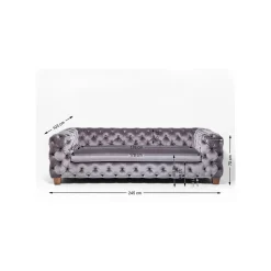 KARE Design Canapé Desire 3 Places Velours Gris ^ Canapé & Banquette