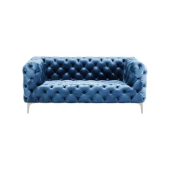 KARE Design Canapé Look 2 Places Velours Bleu Pétrole ^ Canapé & Banquette