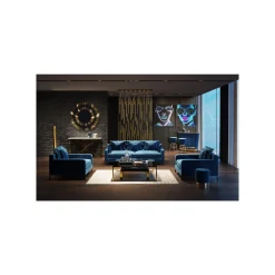 KARE Design Canapé Lullaby 3 Places Velours Bleu Pétrole ^ Canapé & Banquette