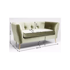 KARE Design Canapé Rimini 2 Places Velours Vert ^ Canapé & Banquette