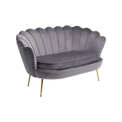 KARE Design Canapé Water Lily 2 Places Velours Gris Et Acier Doré ^ Canapé & Banquette