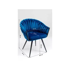 KARE Design Chaise Avec Accoudoirs Knot Velours Bleu ^ Chaise