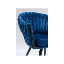KARE Design Chaise Avec Accoudoirs Knot Velours Bleu ^ Chaise