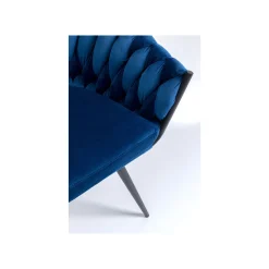 KARE Design Chaise Avec Accoudoirs Knot Velours Bleu ^ Chaise