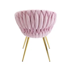 KARE Design Chaise Avec Accoudoirs Knot Velours Rose ^ Chaise
