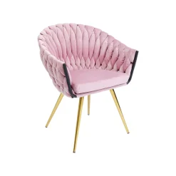 KARE Design Chaise Avec Accoudoirs Knot Velours Rose ^ Chaise