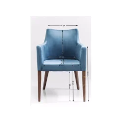KARE Design Chaise Avec Accoudoirs Mode Velours Bleu Pétrole ^ Chaise