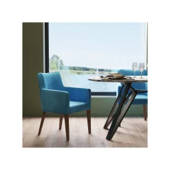 KARE Design Chaise Avec Accoudoirs Mode Velours Bleu Pétrole ^ Chaise