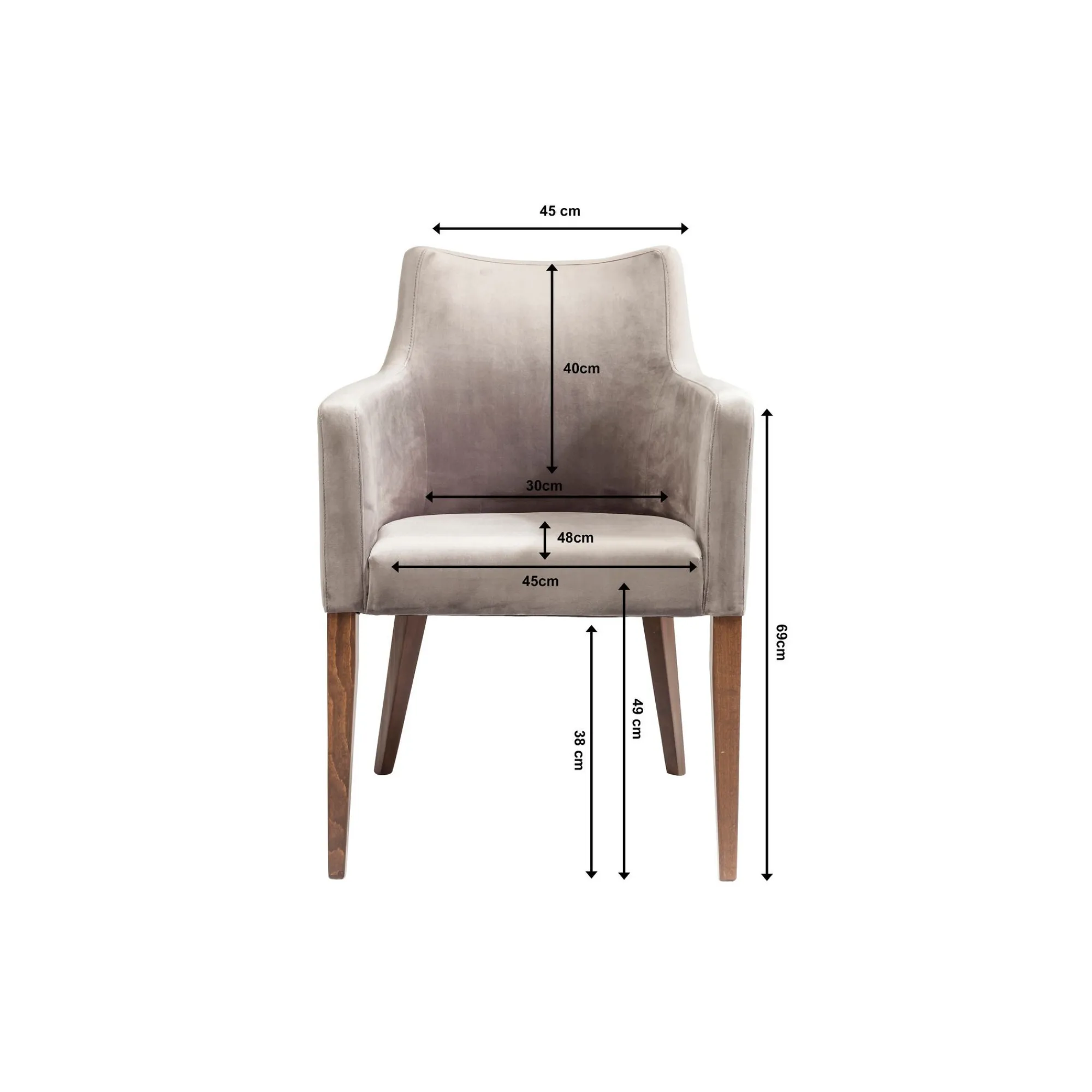 KARE Design Chaise Avec Accoudoirs Mode Velours Gris ^ Chaise