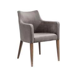 KARE Design Chaise Avec Accoudoirs Mode Velours Gris ^ Chaise
