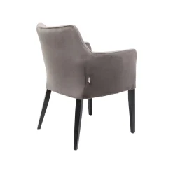 KARE Design Chaise Avec Accoudoirs Mode Pieds Noirs Velours Gris ^ Chaise