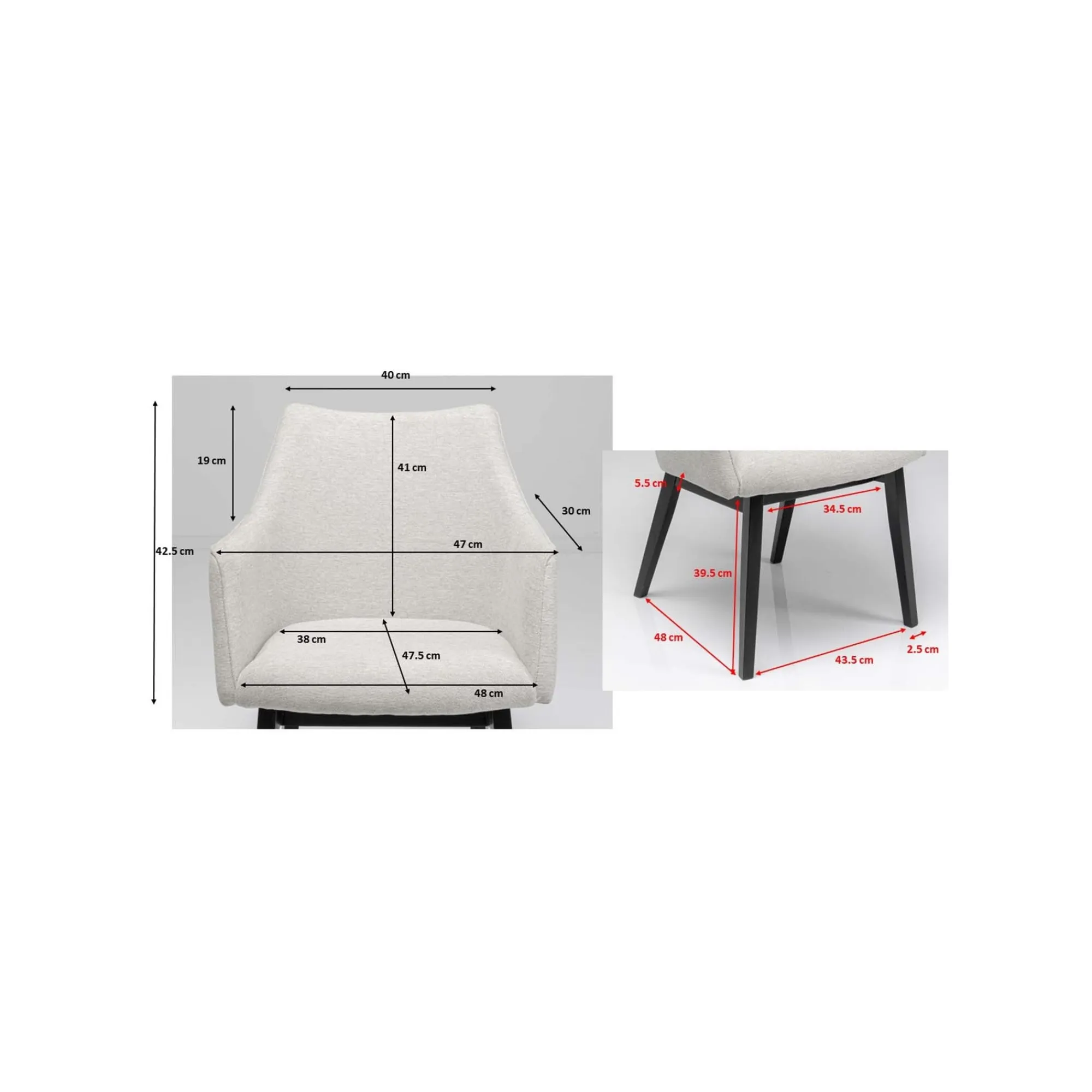 KARE Design Chaise Avec Accoudoirs Modino Crème ^ Chaise