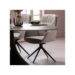 KARE Design Chaise Avec Accoudoirs Pivotante Amira Grise ^ Chaise De Bureau|Chaise