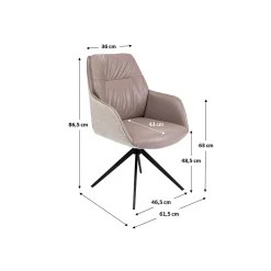 KARE Design Chaise Avec Accoudoirs Pivotante Amira Grise ^ Chaise De Bureau|Chaise