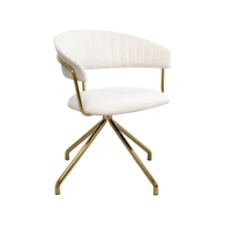 KARE Design Chaise Avec Accoudoirs Pivotante Belle Velours Crème ^ Chaise De Bureau|Chaise