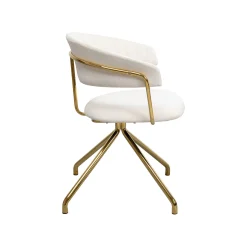 KARE Design Chaise Avec Accoudoirs Pivotante Belle Velours Crème ^ Chaise De Bureau|Chaise