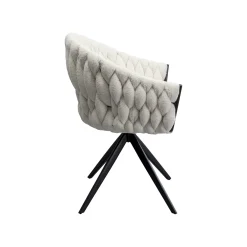 KARE Design Chaise Avec Accoudoirs Pivotante Knot Boucle Blanche ^ Chaise
