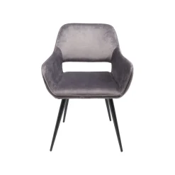 KARE Design Chaise Avec Accoudoirs San Francisco Velours Gris ^ Chaise