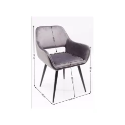 KARE Design Chaise Avec Accoudoirs San Francisco Velours Gris ^ Chaise