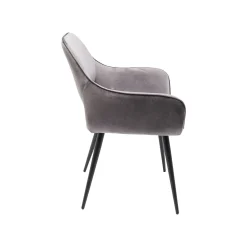 KARE Design Chaise Avec Accoudoirs San Francisco Velours Gris ^ Chaise