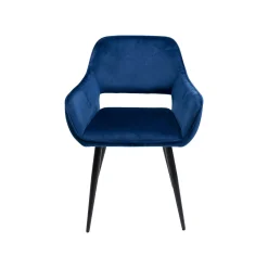 KARE Design Chaise Avec Accoudoirs San Francisco Velours Bleu Pétrole ^ Chaise