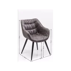KARE Design Chaise Avec Accoudoirs Thelma Grise ^ Chaise