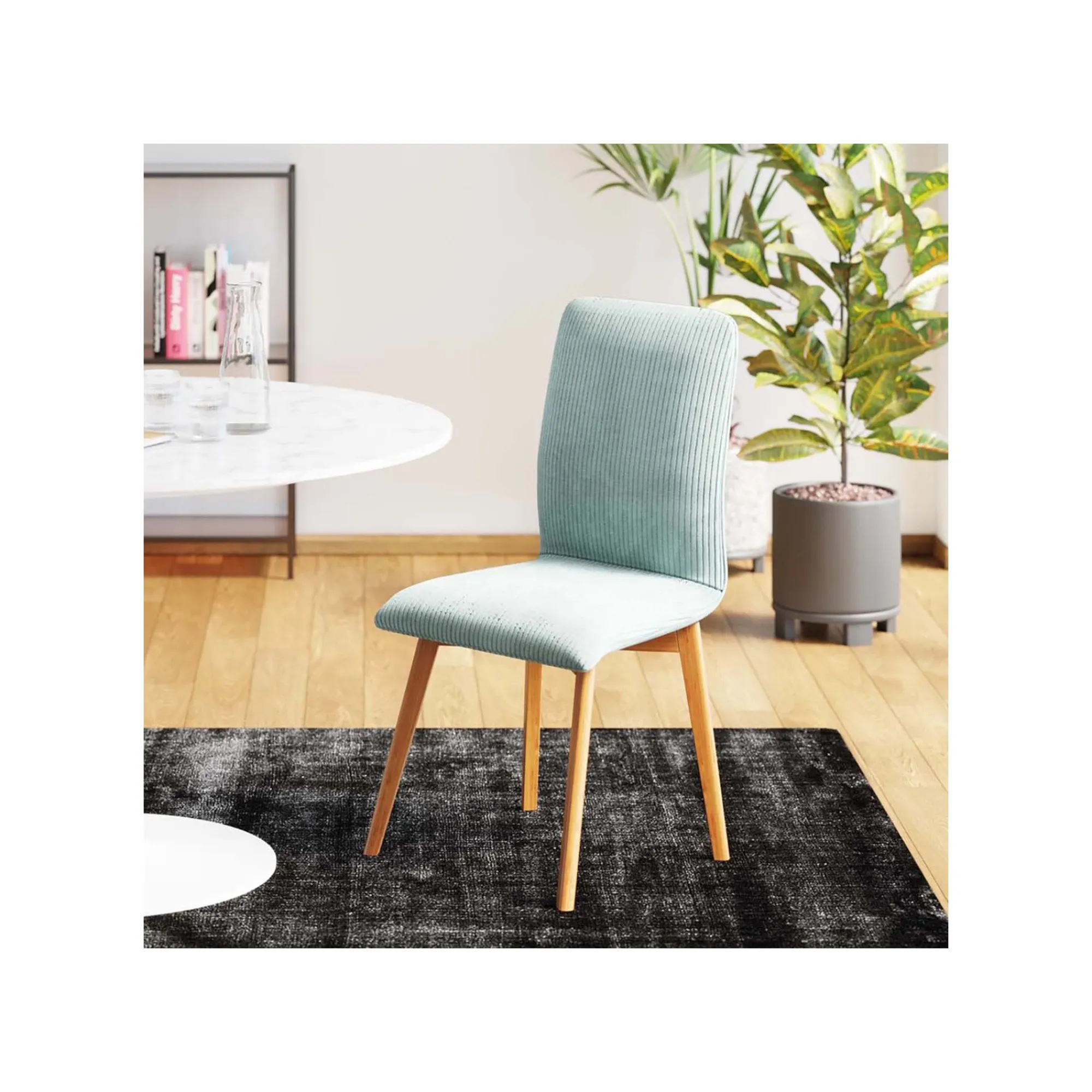 KARE Design Chaise Lara Cord Côtelée Bleue ^ Chaise