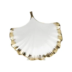 KARE Design Coupe Feuille De Ginkgo Bordure Dorée ^ Vaisselle