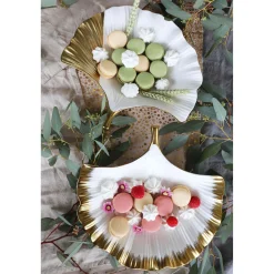 KARE Design Coupe Feuille De Ginkgo Bordure Dorée ^ Vaisselle