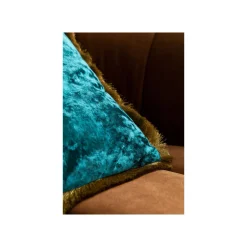 KARE Design Coussin à Franges Cannes Bleu Pétrole ^ Coussin & Plaid