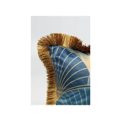 KARE Design Coussin à Franges Rétro Bleu ^ Coussin & Plaid