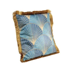 KARE Design Coussin à Franges Rétro Bleu ^ Coussin & Plaid
