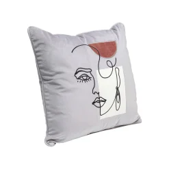 KARE Design Coussin Gris Visage Femme ^ Coussin & Plaid