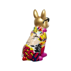 KARE Design Déco Bouledogue Doré Graffiti Lunettes 49cm ^ Déco