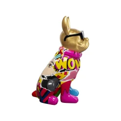 KARE Design Déco Bouledogue Doré Graffiti Lunettes 20cm ^ Déco