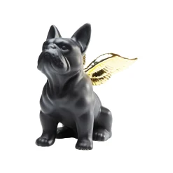 KARE Design Déco Bouledogue Noir Ailes Dorées ^ Déco