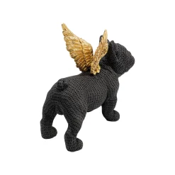 KARE Design Déco Bouledogue Noir Texturé Ailes Dorées ^ Déco
